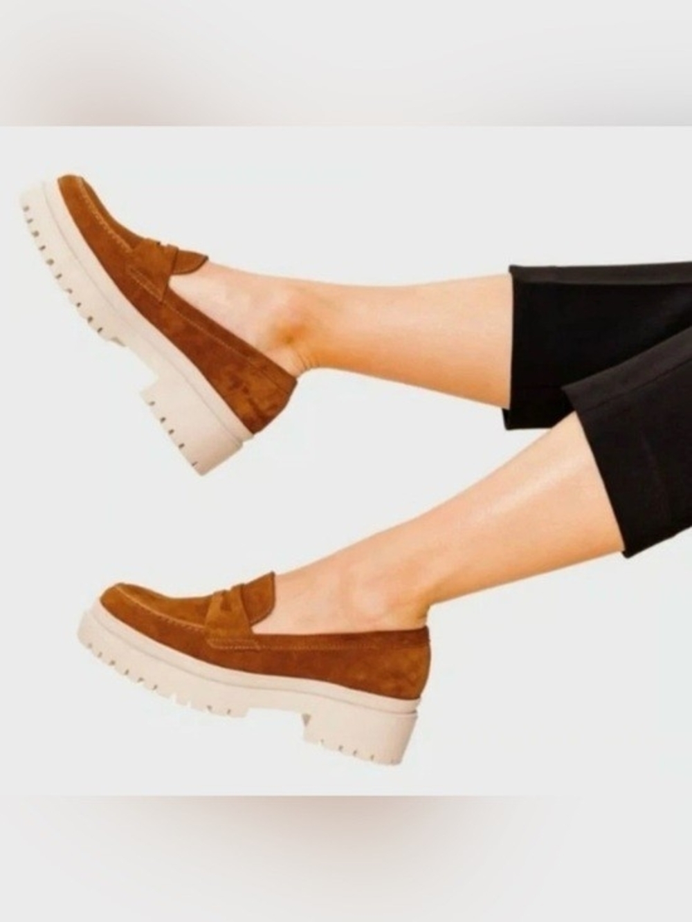 Patina Zoe Chunky Penny Loafers 11 Fawn Brown Suede